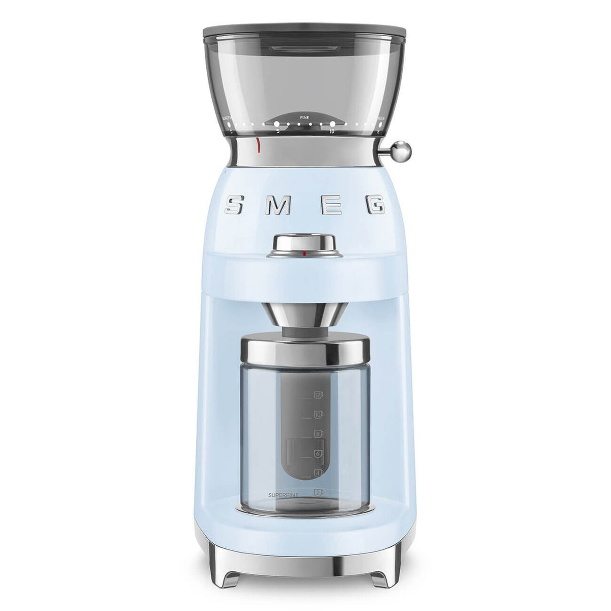 Smeg 50's retro style coffee grinder - pastel blue - 240g hopper - 50 grinding steps - CGF03PBAU