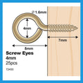 Everhang Screw Eyes - 4mm - Brass - Light Duty - 25 Pack - SuperSaverAU - view 4