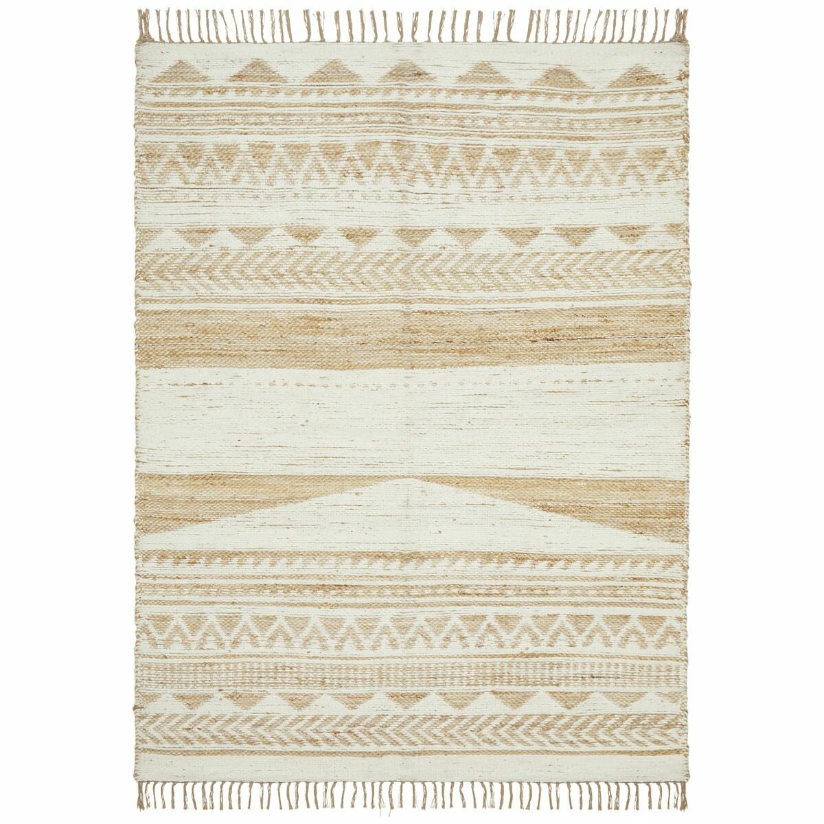 Rug Culture Parade White Handwoven Rug - Flatwoven Jute and Cotton Chenille - PRD333WHT400X300