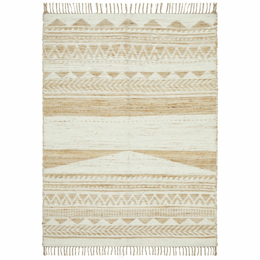 Rug Culture Parade White Handwoven Rug - Flatwoven Jute and Cotton Chenille - PRD333WHT400X300