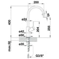 Blanco Carena Pull-Out Mixer Tap - Anthracite and Chrome - 190° Swivel High Arch Spout - CARENASA