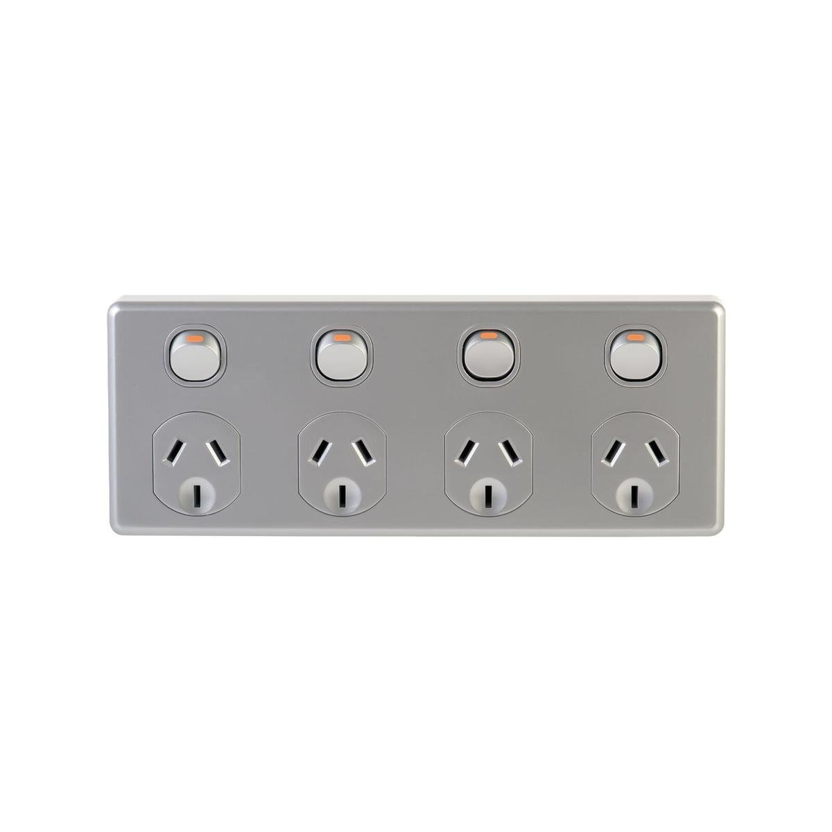 Deta Silver Power Point - 4 Outlet - Polycarbonate - Flush Design - SuperSaverAU - view 1