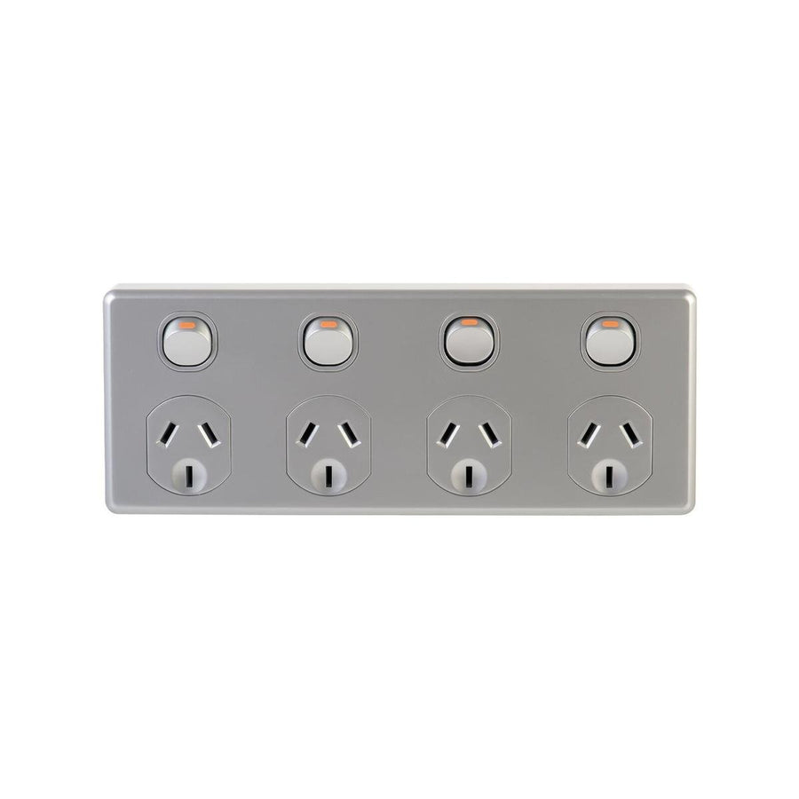 Deta Silver Power Point - 4 Outlet - Polycarbonate - Flush Design - SuperSaverAU - view 1