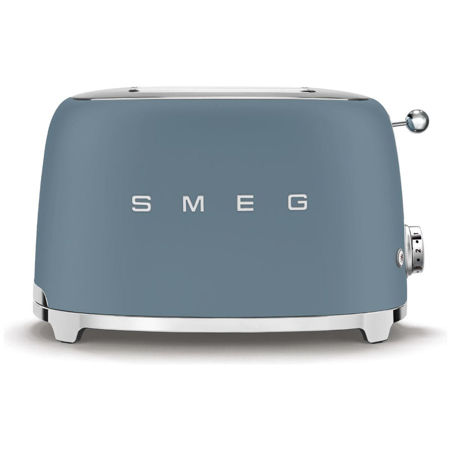 Smeg 50s Retro Style 2 Slice Toaster - Storm Blue Matte, Backlit Controls, Six Browning Levels - TSF01SBMAU