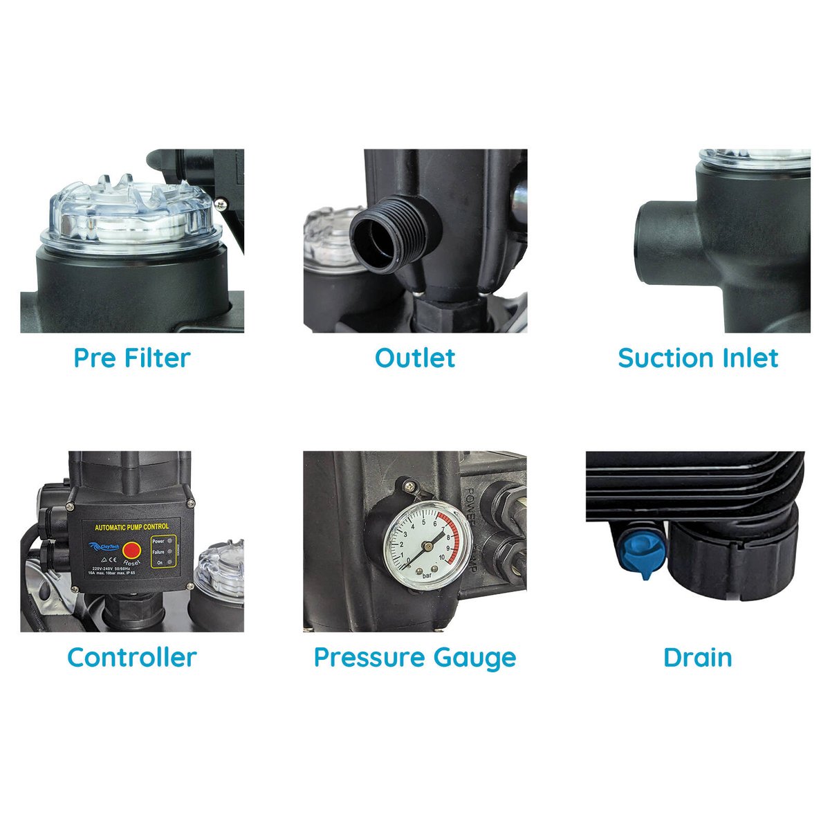 Claytech Ecoboost 3 Constant Pressure Pump - 3800L/Hr - Self-Priming - 43m Max Head - SuperSaverAU - view 4