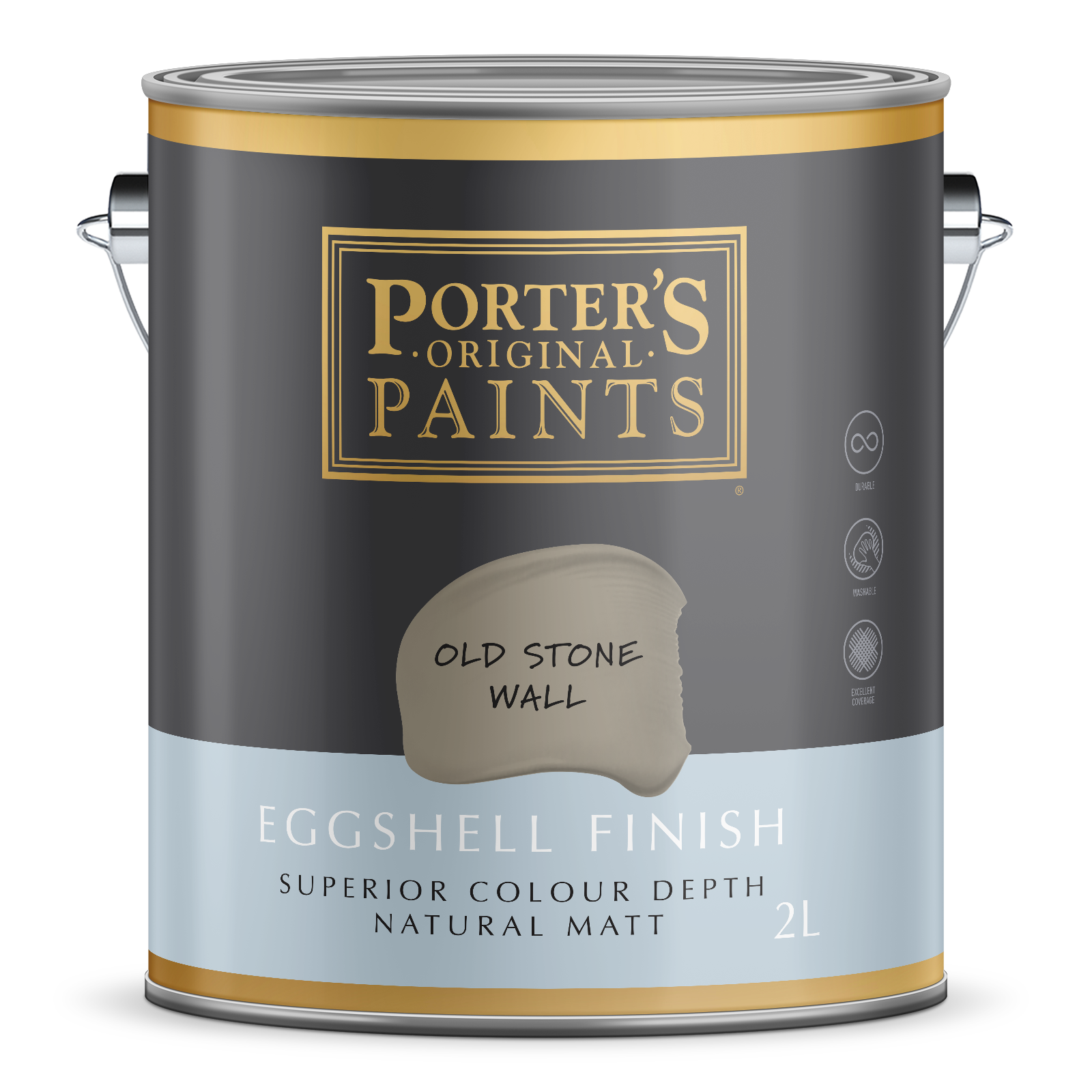 Porter's 2L Old Stone Wall Eggshell Washable Interior & Exterior Paint