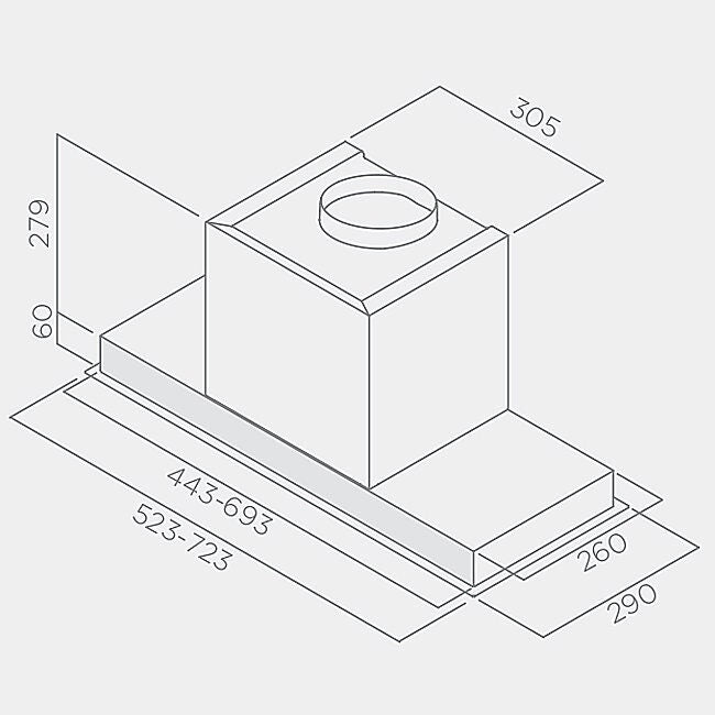 Elica hidden under cupboard rangehood - 700m³/h, 4 fan speeds, touch controls - HIDDENIXGLA90