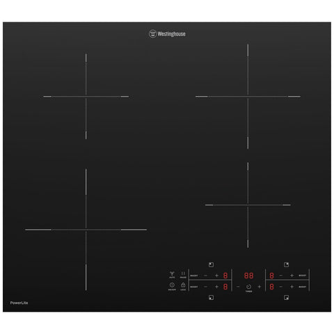 Westinghouse 60cm Powerlite 4 Zone Induction Cooktop - PowerBoost, Pause, Hob2Hood - WHI642BE
