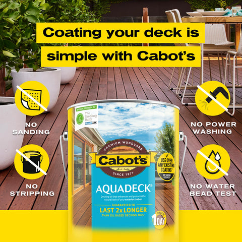 Cabot's 4L Jarrah Aquadeck Water Based Exterior Decking Oil