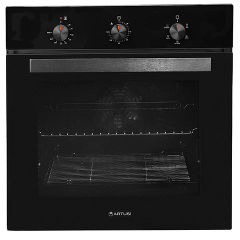 Artusi 60cm Electric Built-In Oven - 88L, Black, Five Functions, Triple Glazed Door - CAO601B-2