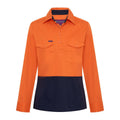 Green Hip Long Sleeve Hi-Vis Shirt - Size 22 - Orange Blue - UPF 50+ Sun Protection - SuperSaverAU - view 1