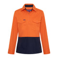 Green Hip Long Sleeve HiVis Shirt Orange/Blue Size 14 Women's