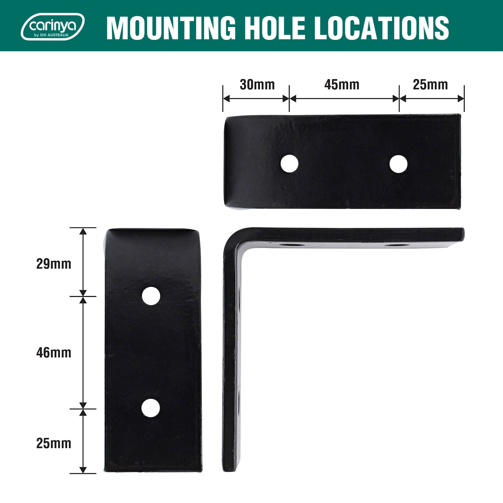 Carinya 100 x 100 x 40 x 6mm Black Stainless Steel Heavy Duty Angle Bracket 300kg