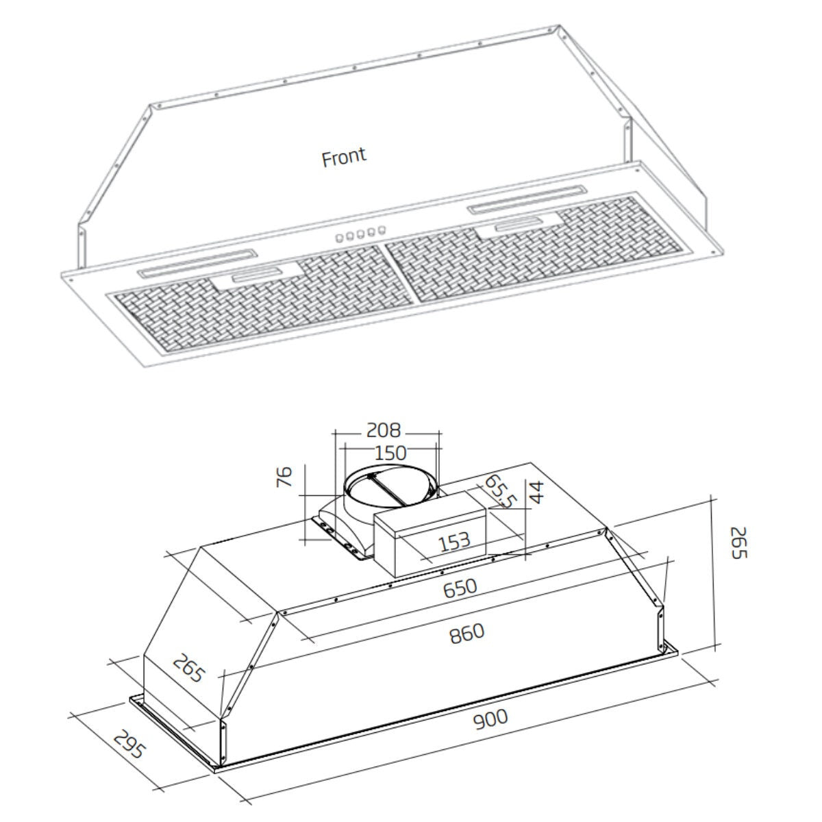 Schweigen 90cm Stainless Steel Undermount Rangehood - 1080m³/h - On-Board Motor - Three Filters - NAUM-9