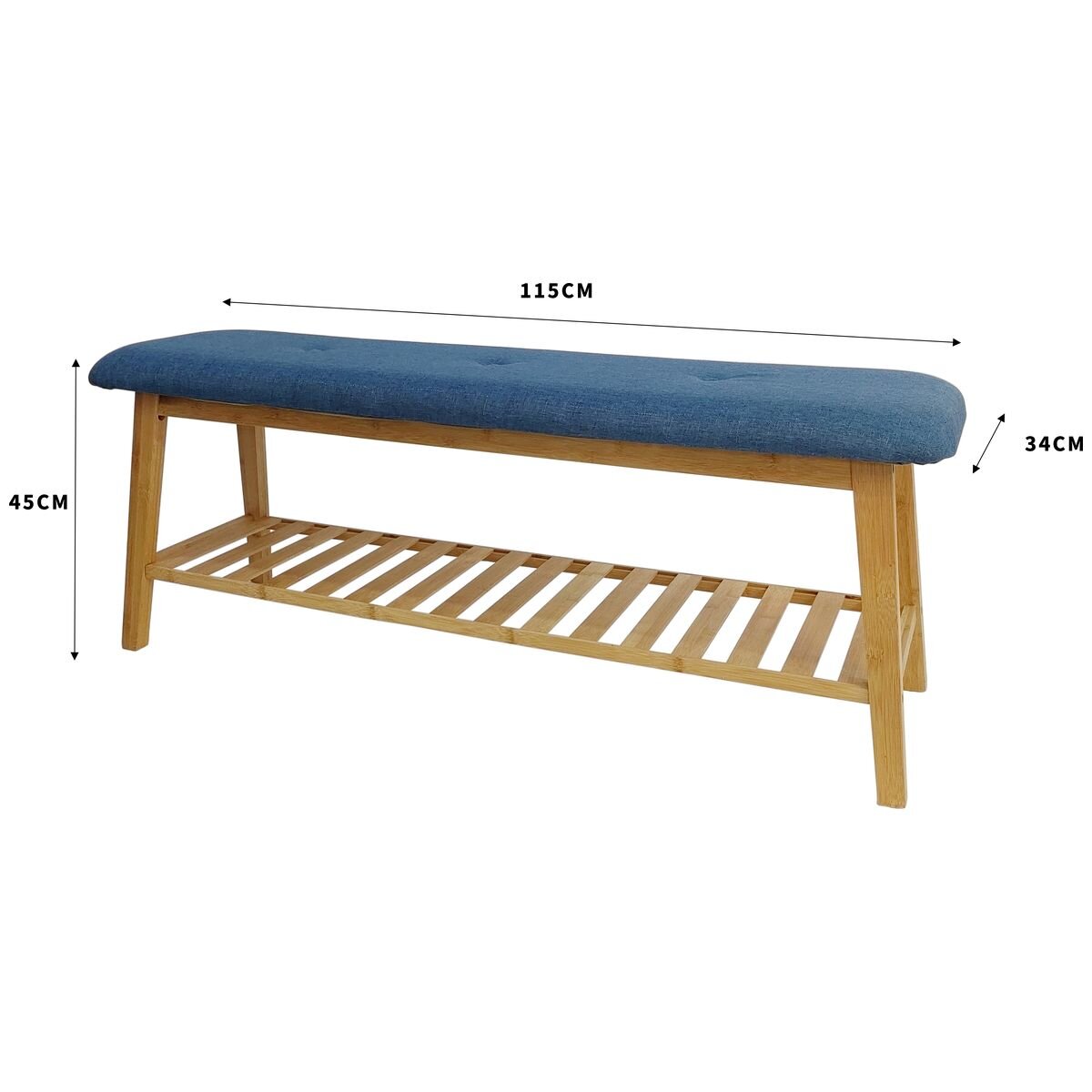 L.T. Williams Bamboo shoe bench large - 100kg load capacity, padded seat, ventilated shelf - 9900-LT
