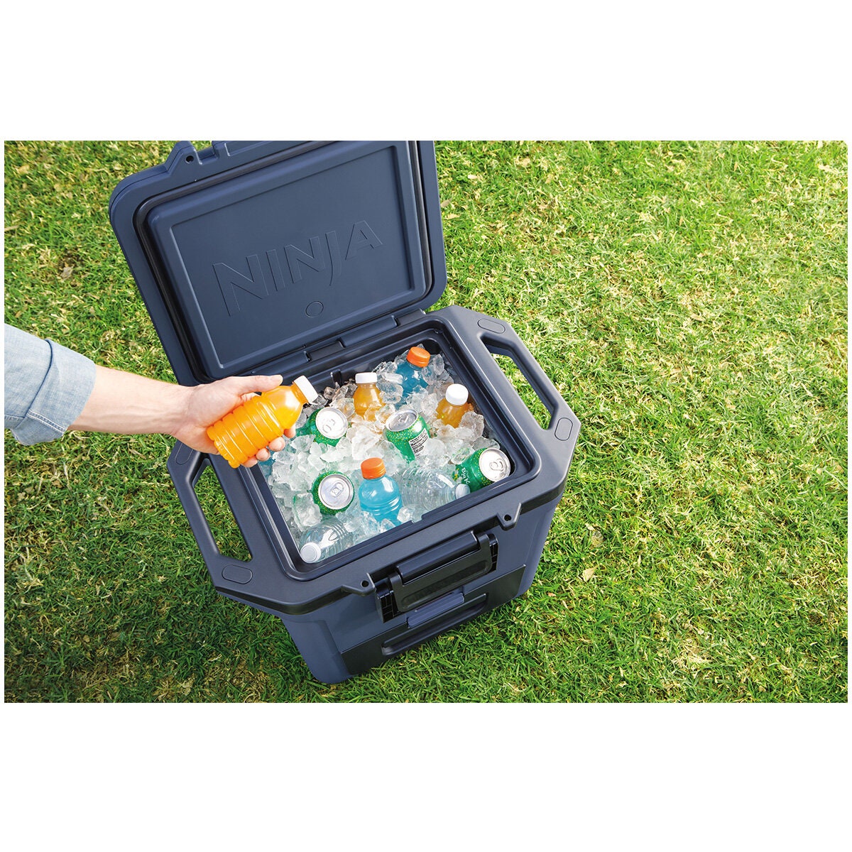 Ninja 28L FrostVault Hard Cooler with Dry Zone - Lakeshore Blue, Lockable Lid, Fits 48 Cans - FB131BL