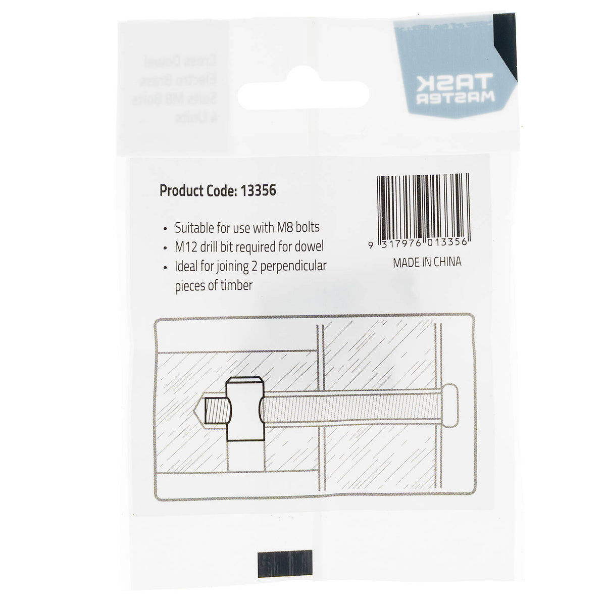 Taskmaster M8 Electro Brass Cross Connector Dowel 4 Pack