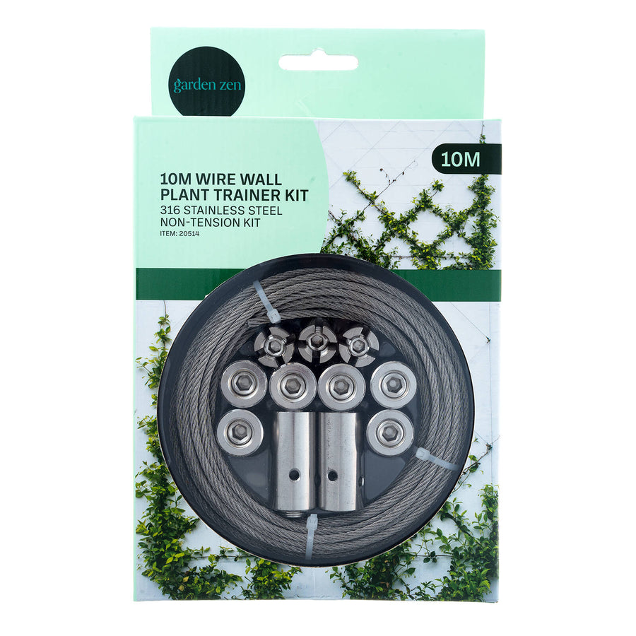 Garden Zen 10m Non-Tensioned Wire Wall Plant Trainer Kit 316 Stainless Steel