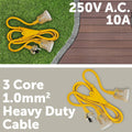 Arlec Heavy Duty Dual Output Split Extension Lead 1.8m PVC Yellow - SuperSaverAU - view 3