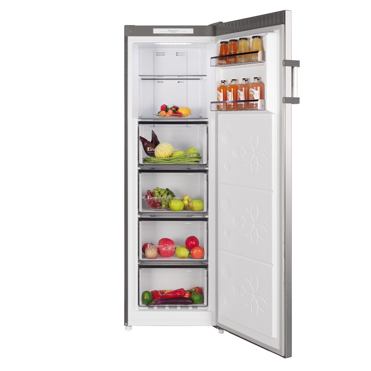 CHiQ 206L Hybrid Upright Freezer - Stainless Steel, Inverter System, Frost Free, 4 Star Energy - CSH205NSS