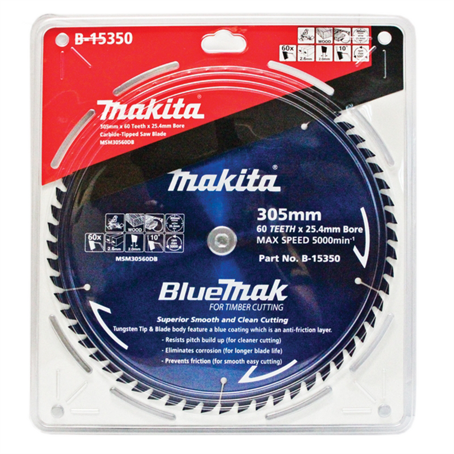 Makita 305mm 60t Bluemak Mitre Saw Blade - Blue - SuperSaverAU - view 1