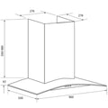 Emilia 800 Series 90cm canopy rangehood - Stainless steel with curved glass panel - 800m³/h - CK90CGNF