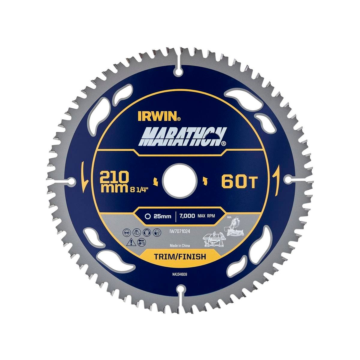 Irwin 210mm 60t Marathon Circular Saw Blade - Tungsten Carbide - Durable - SuperSaverAU - view 1