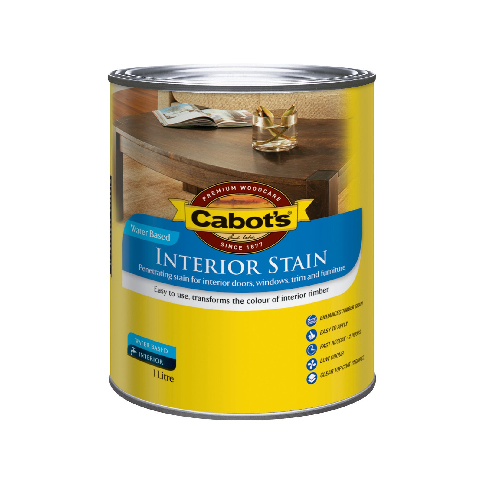 Cabot's Maple Water Based Interior Stain 1L - Low Odour Penetrating Timber Stain