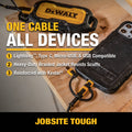 DeWALT 1.8m 3-in-1 Lightning, Type C & Micro-USB Kevlar Charging Cable