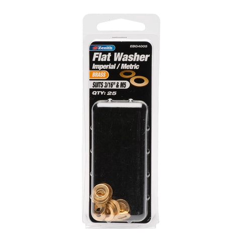 Zenith Flat Washer - 3/16 - 25 Pack - Solid Brass - Exterior Use - SuperSaverAU - view 1