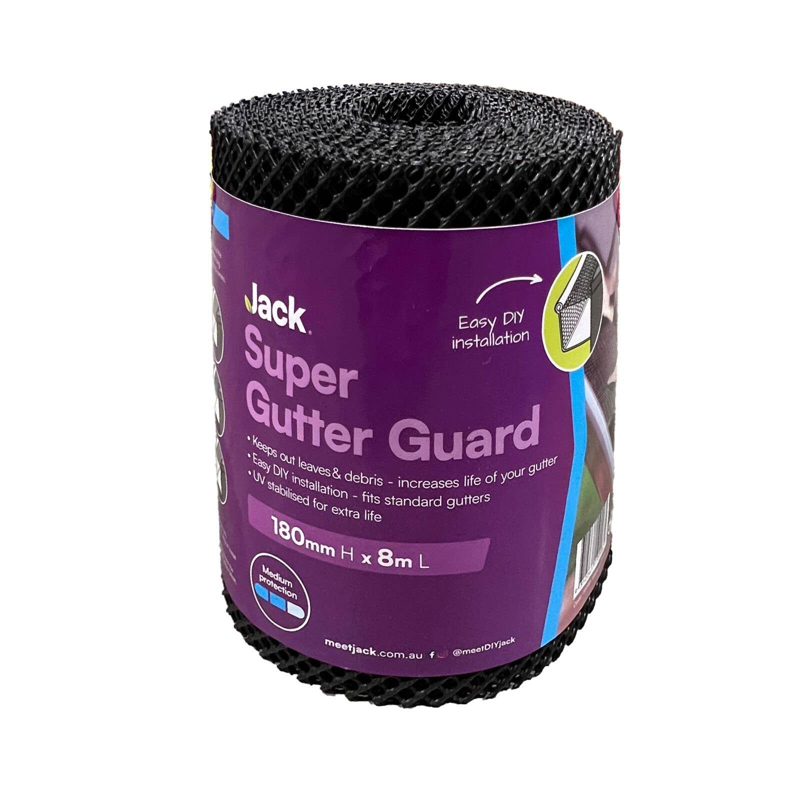 Jack Super Gutter Guard Black 180mm x 8m