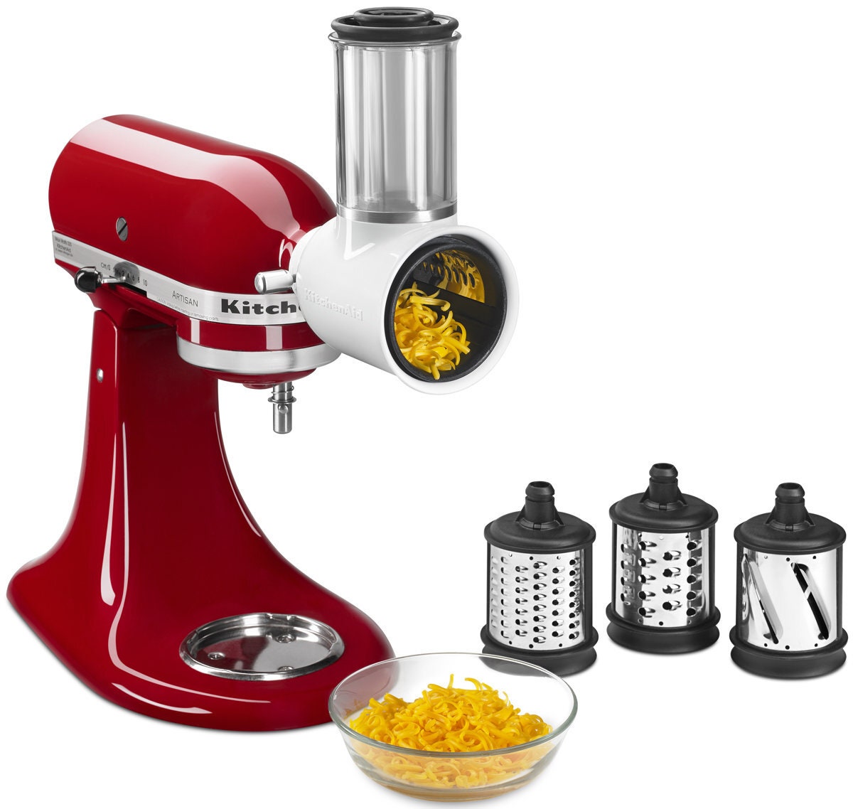 KitchenAid Fresh Prep Slicer and Shredder Attachment - White - 3 Blades and Storage Case - 5KSMVSA