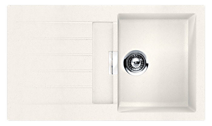 Abey Schock Signus single bowl sink with left hand drainer - Polaris white Cristadur - D100W