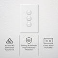 Deta X6 White Triple Vertical Switch - 3 Gang - Polycarbonate - Durable - SuperSaverAU - view 2