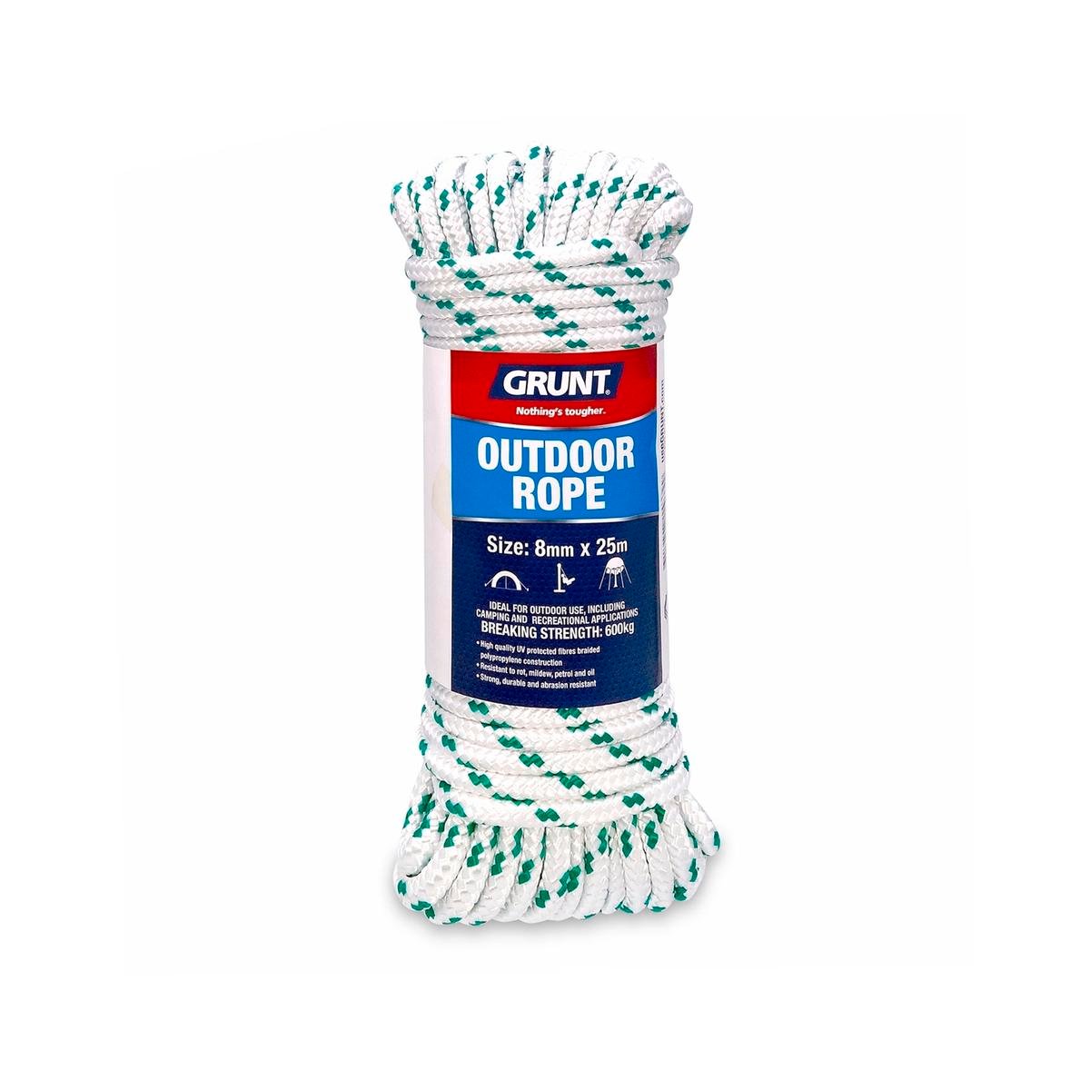 Grunt Outdoor Rope 8mm x 25m UV Protected Braided Synthetic - SuperSaverAU - view 1