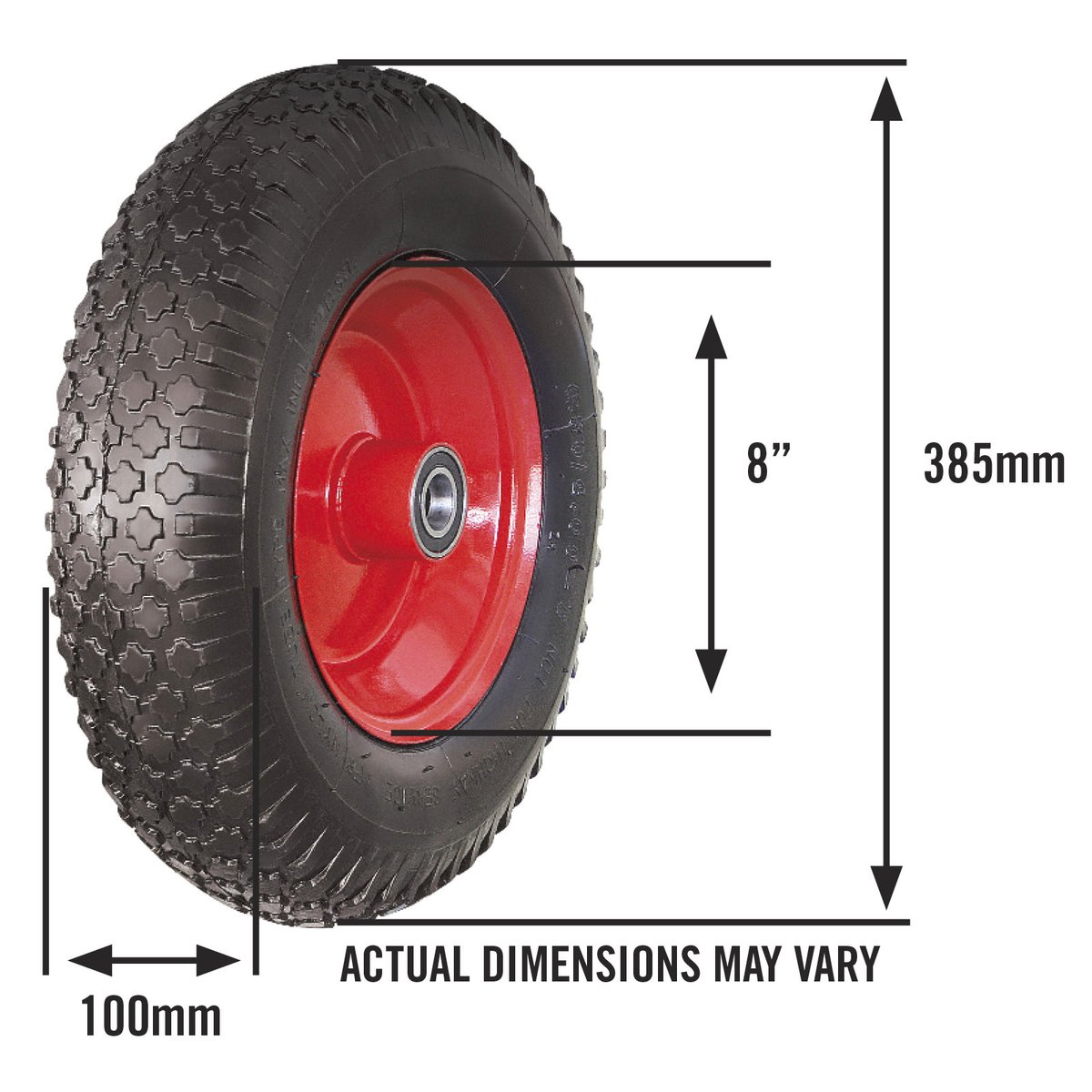 Sherlock Wheelbarrow Wheel 4.80/4.00-8 Steel Rim Heavy Duty Tread - SuperSaverAU - view 3