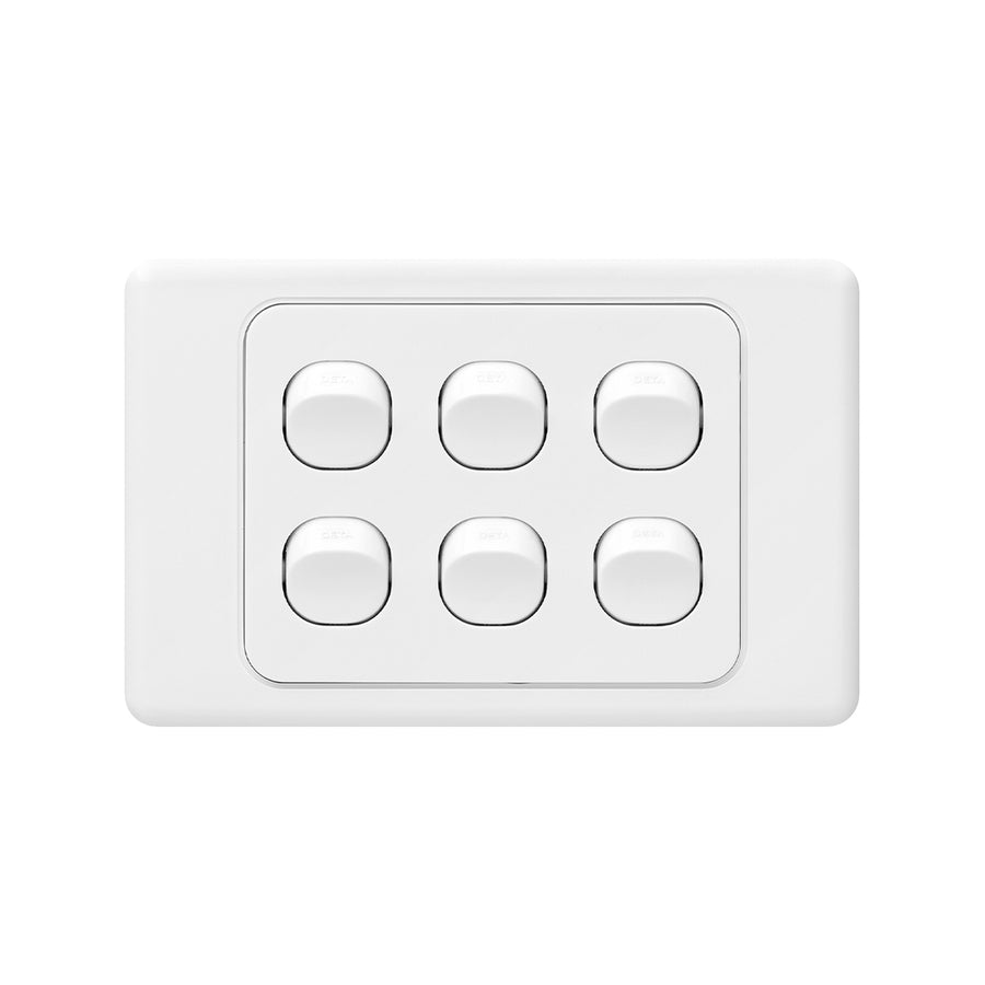 DETA Six Gang Switch 6 Gang White Polycarbonate 240V
