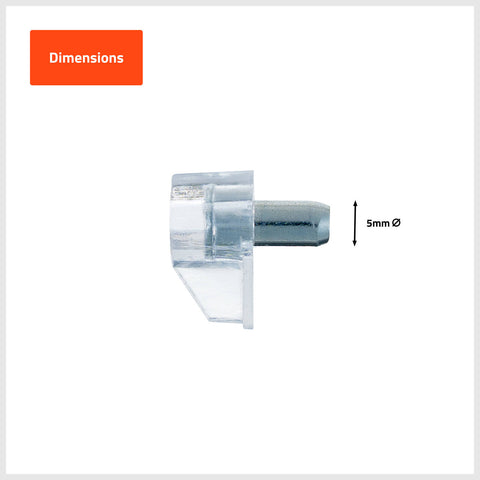 Taskmaster 5mm Pin Clear Plastic Shelf Support 20 Pack
