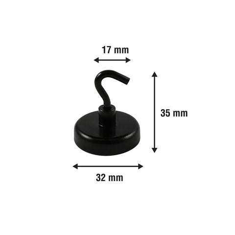 Everhang 35mm Black Ferrite Magnetic Hook 4 Pack