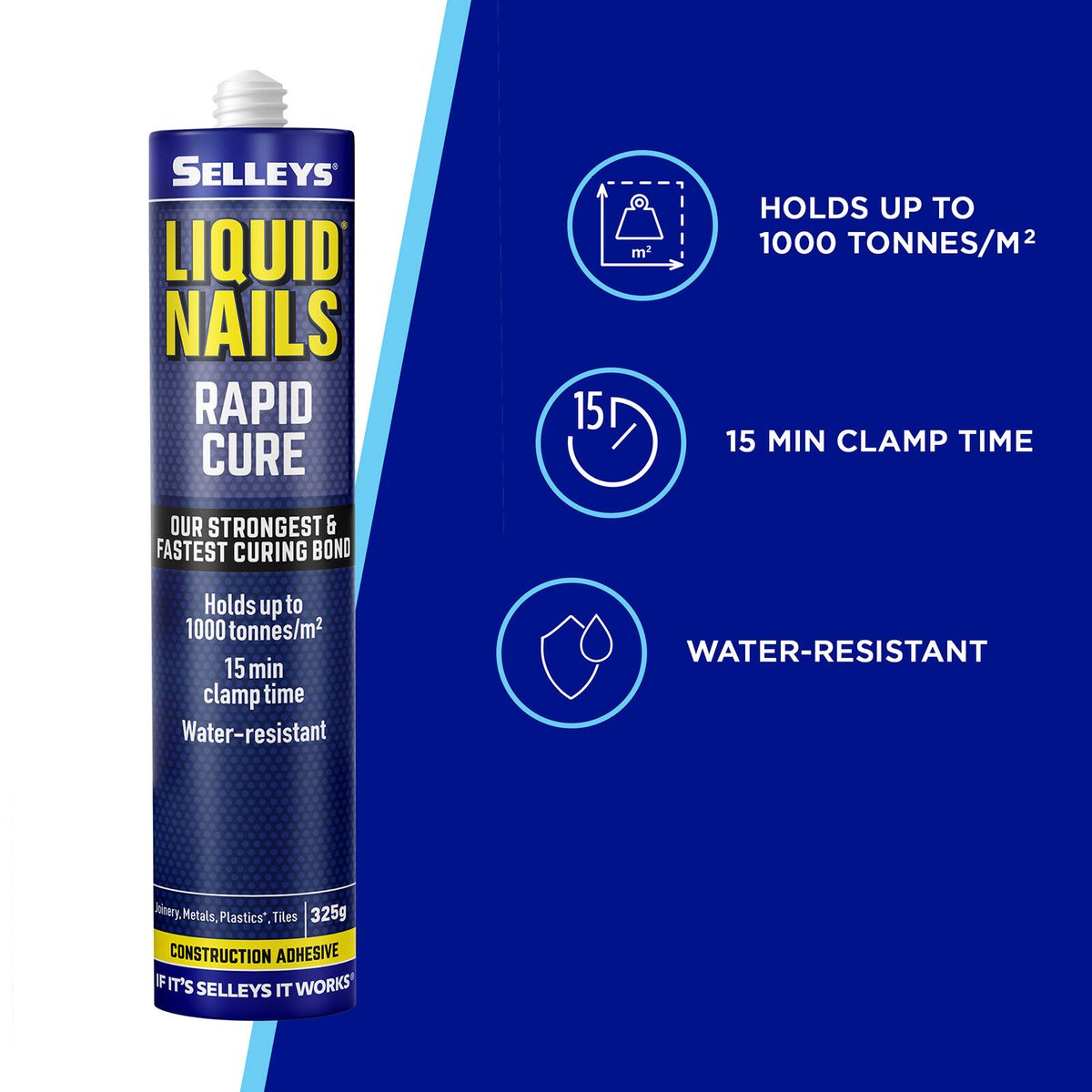 Selleys Liquid Nails Rapid Cure 325g Polyurethane Waterproof Adhesive - SuperSaverAU - view 3