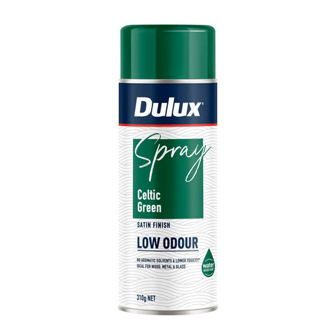 Dulux Spray Paint Low Odour 310g Satin Celtic Green - Self-Priming - Indoor Use - SuperSaverAU - view 1