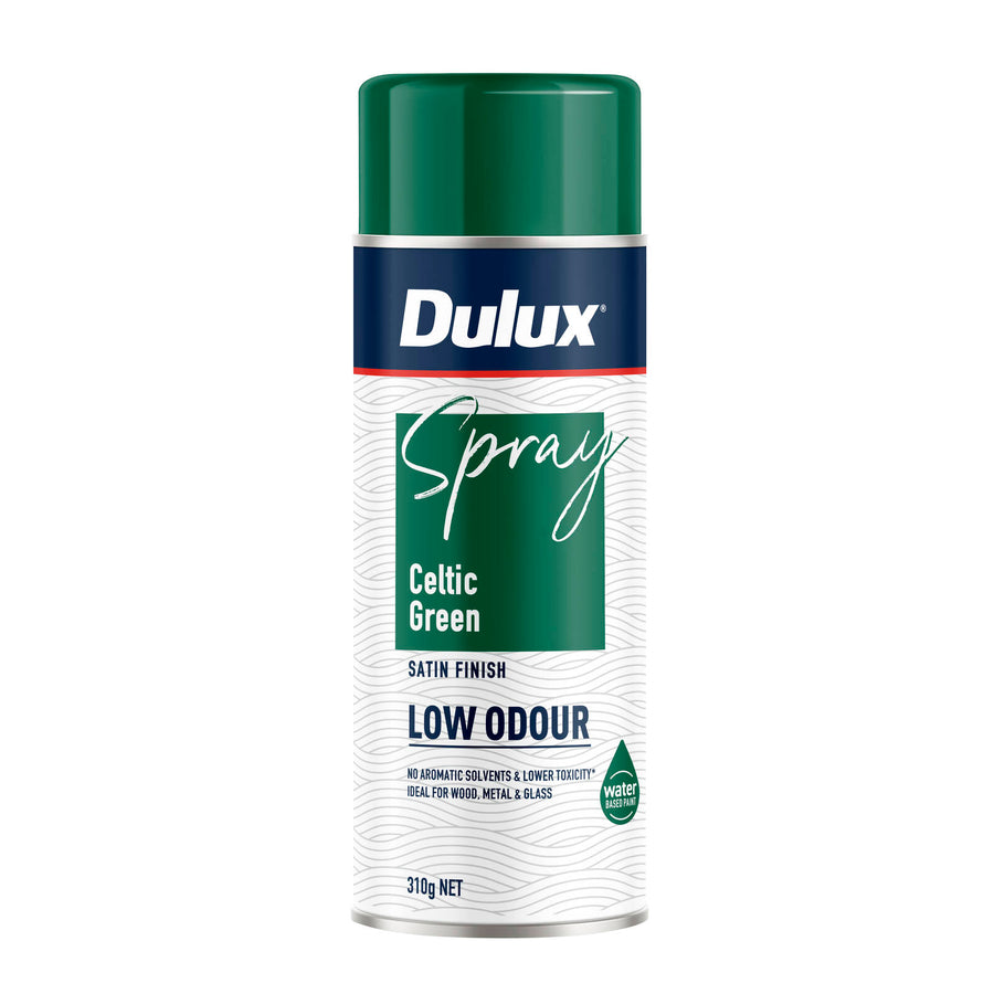 Dulux 310g Celtic Green Satin Low Odour Spray Paint, Fast Recoat