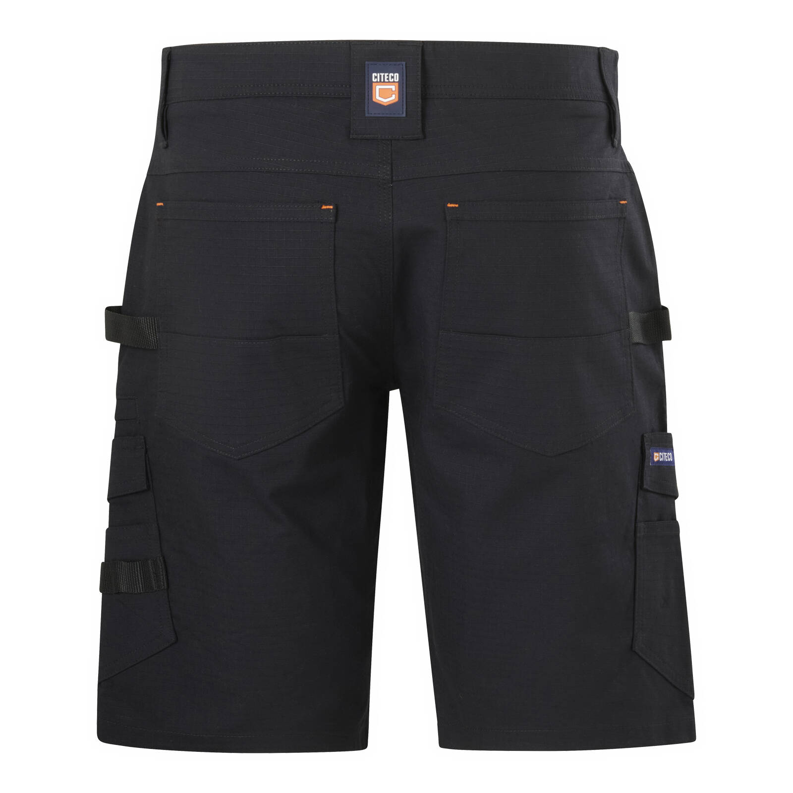 Citeco Black Ripstop Cargo Mid Shorts - 235gsm Stretch Ripstop, Size 102R