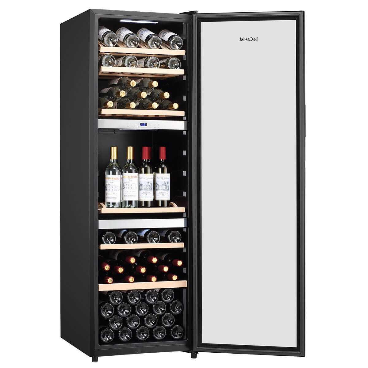 LeCavist 140 Bottle Triple Zone Wine Cabinet 282L - Black Finish, Triple Glazed Door - LEK1403ZPV