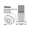 Surface Gard White Round External Rubber Chair Tips 16mm 4 Pack - SuperSaverAU - view 2