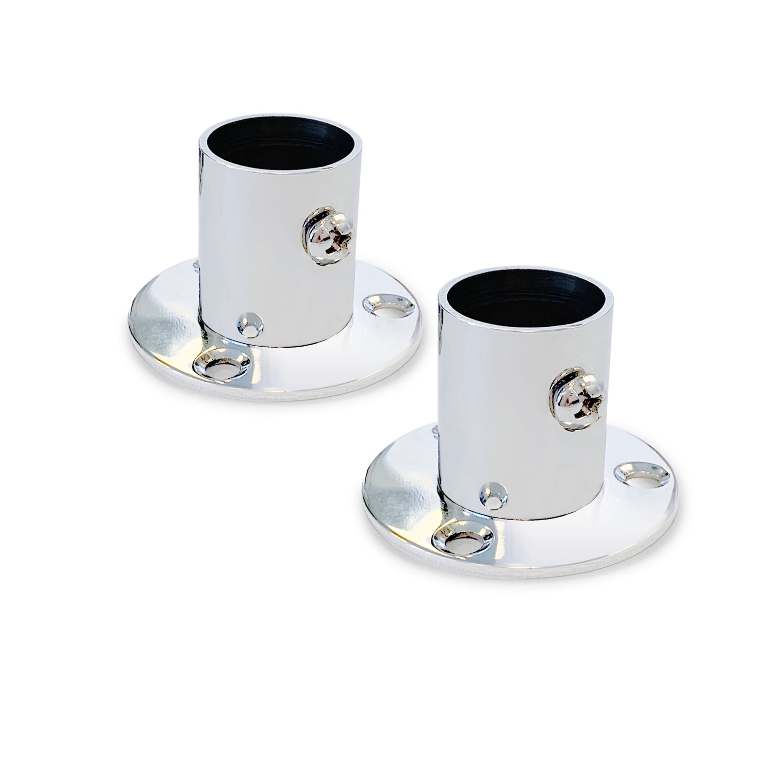 Sandleford 19mm Modern Steel Rod Fitting Bracket Chrome - 2 Pack