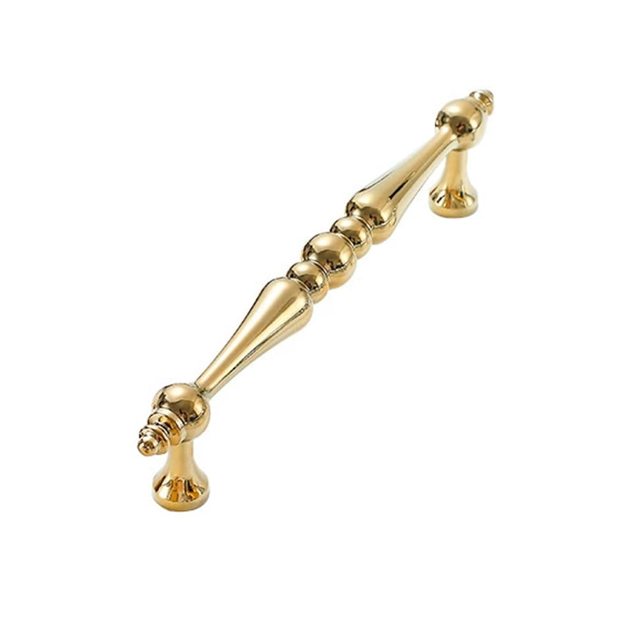 Beaded Brass Cabinet Pull Handle - Gold, 160 mm Hole Spacing, 192 mm Long