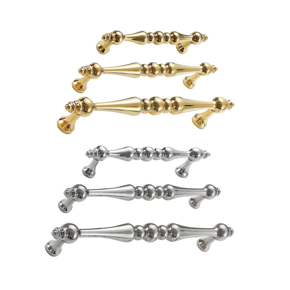 Beaded Brass Cabinet Pull Handle - Silver, 128 mm Hole Spacing, 160 mm Long - view 3