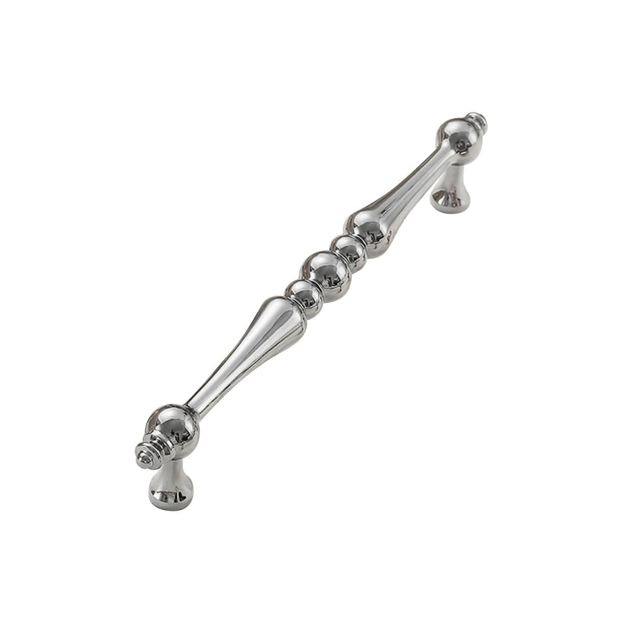 Beaded Brass Cabinet Pull Handle - Silver, 160 mm Hole Spacing, 192 mm Long