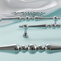 Beaded Brass Cabinet Pull Handle - Silver, 160 mm Hole Spacing, 192 mm Long - view 5